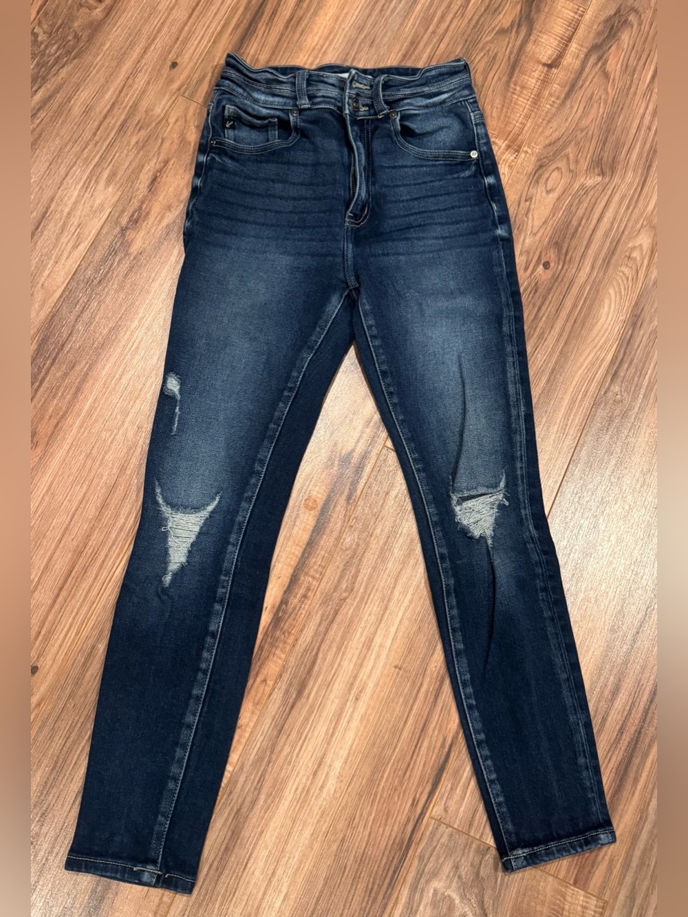 KanCan Dark Indigo Distressed High-Rise Skinny Jeans